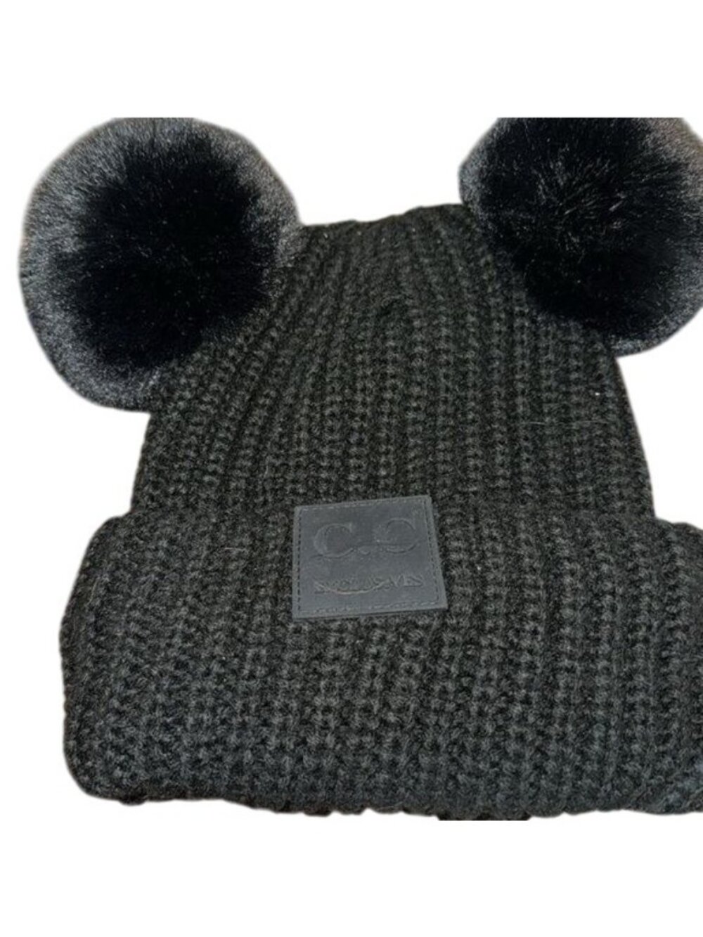 C.C Exclusives Black Knit Beanie With Pom Poms - Picture 2 of 7